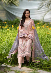 Elaf Premium Embroidered Luxury Lawn Unstitched 3Pc Suit ELQ-6A BLUSHING ROSE