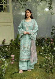Elaf Premium Embroidered Luxury Lawn Unstitched 3Pc Suit ELQ-6B MINT STORY