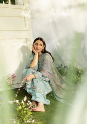 Elaf Premium Embroidered Luxury Lawn Unstitched 3Pc Suit ELQ-6B MINT STORY
