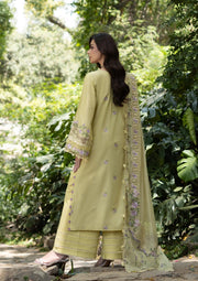 Elaf Premium Embroidered Luxury Lawn Unstitched 3Pc Suit ELQ-7A BUTTER YELLOW