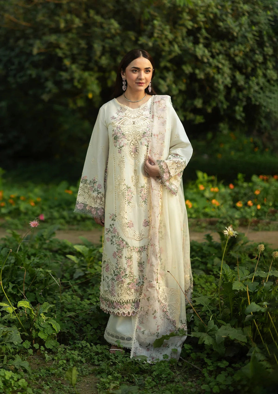 Elaf Premium Embroidered Luxury Lawn Unstitched 3Pc Suit ELQ-7B SWEET TALK