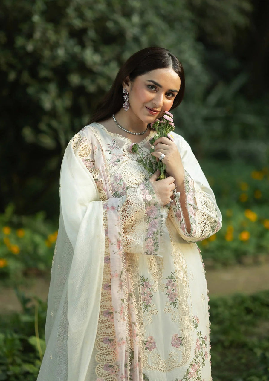 Elaf Premium Embroidered Luxury Lawn Unstitched 3Pc Suit ELQ-7B SWEET TALK