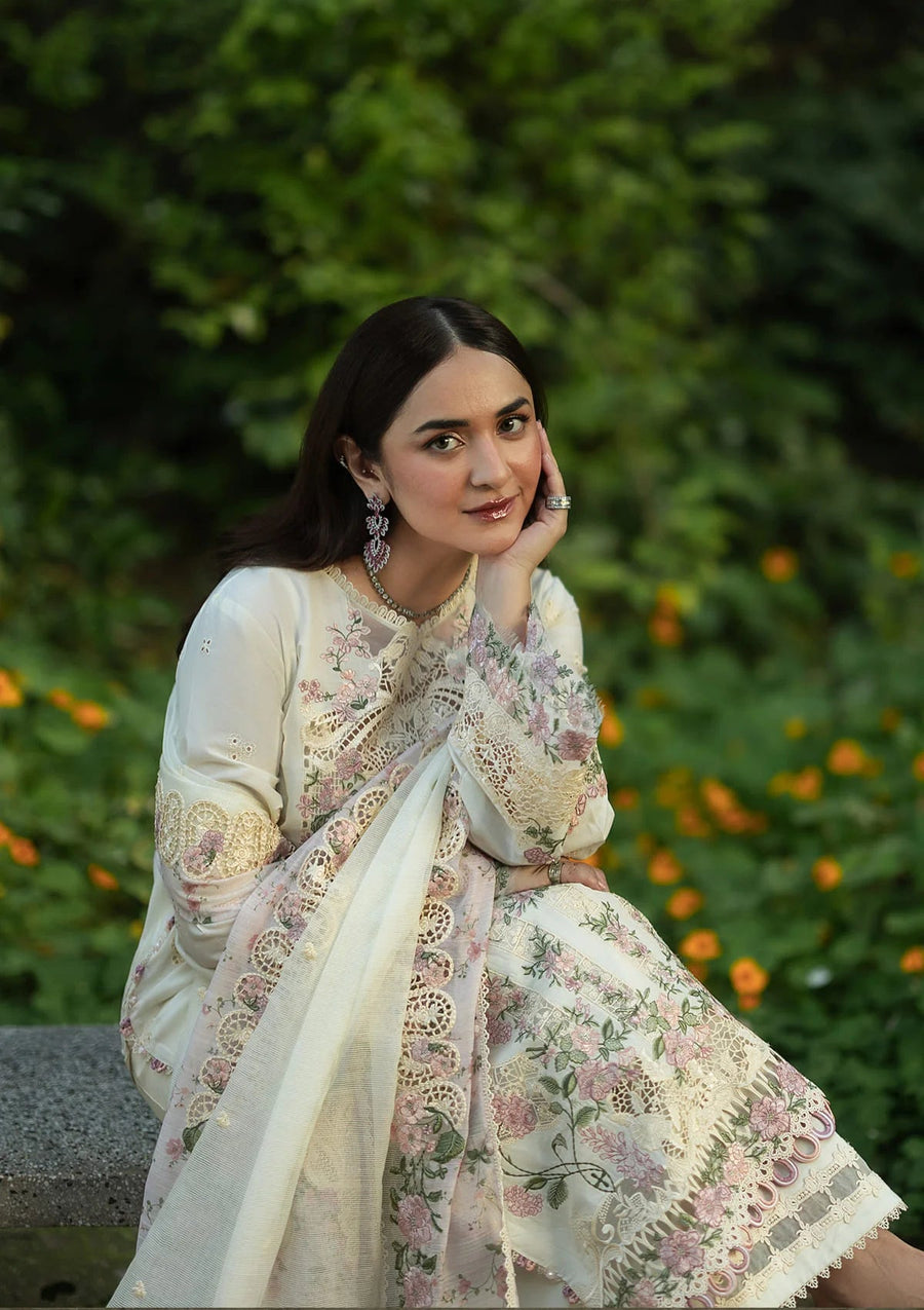 Elaf Premium Embroidered Luxury Lawn Unstitched 3Pc Suit ELQ-7B SWEET TALK