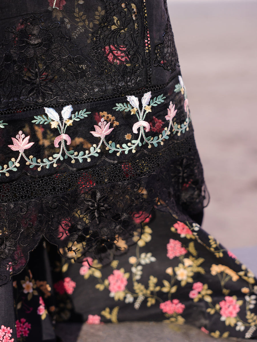 Faiza Faisal Marine Embroidered Luxury Lawn Unstitched 3Pc Suit - ELVA