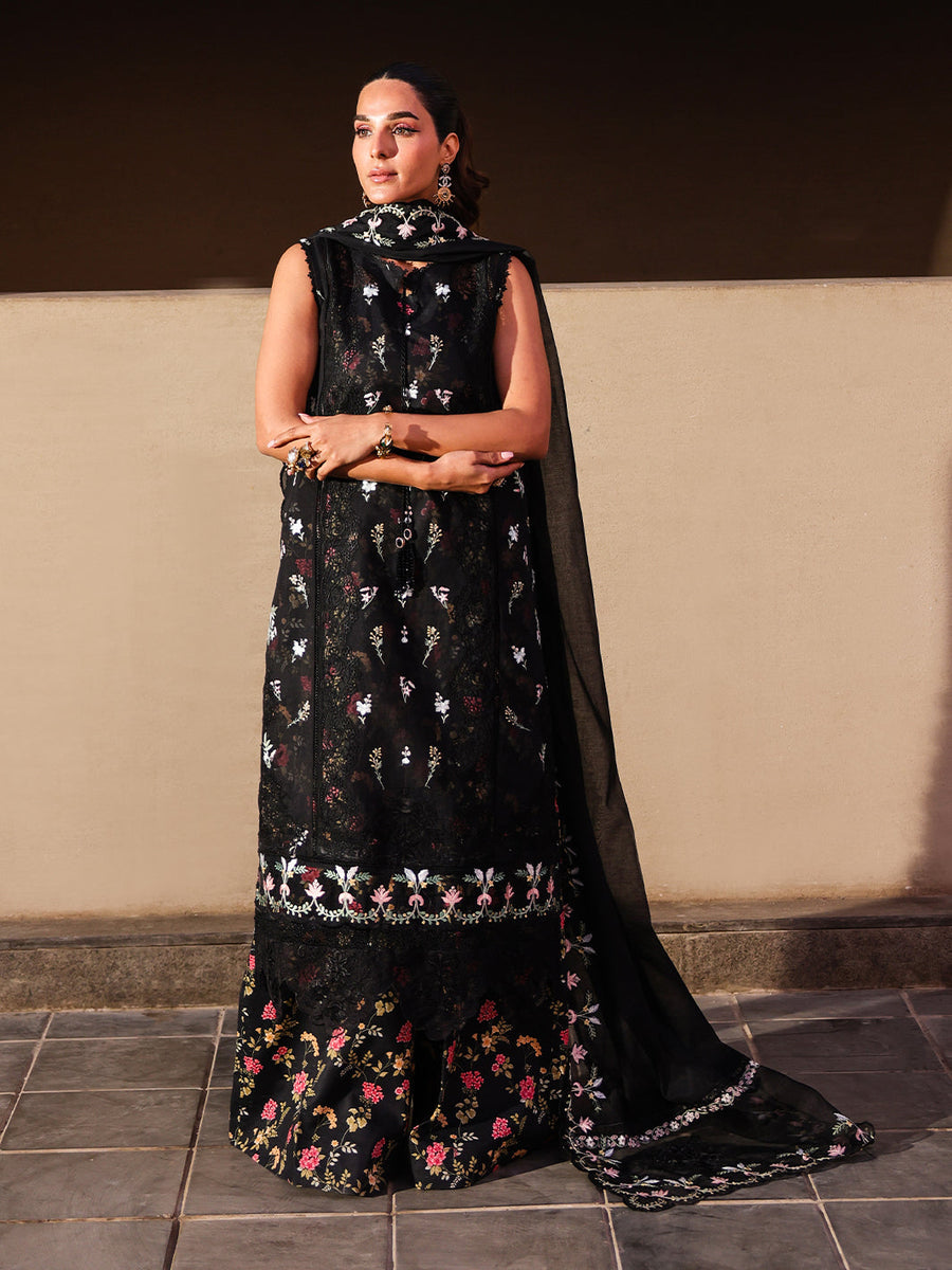 Faiza Faisal Marine Embroidered Luxury Lawn Unstitched 3Pc Suit - ELVA