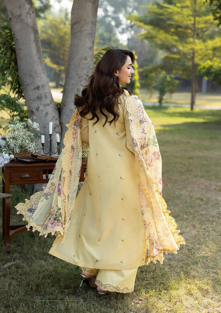 Elaf Premium Embroidered Luxury Lawn Unstitched 3Pc Suit ELY-05 SOUCI