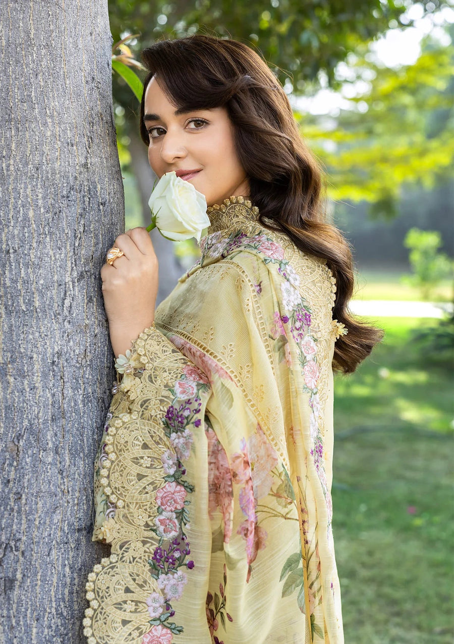Elaf Premium Embroidered Luxury Lawn Unstitched 3Pc Suit ELY-05 SOUCI