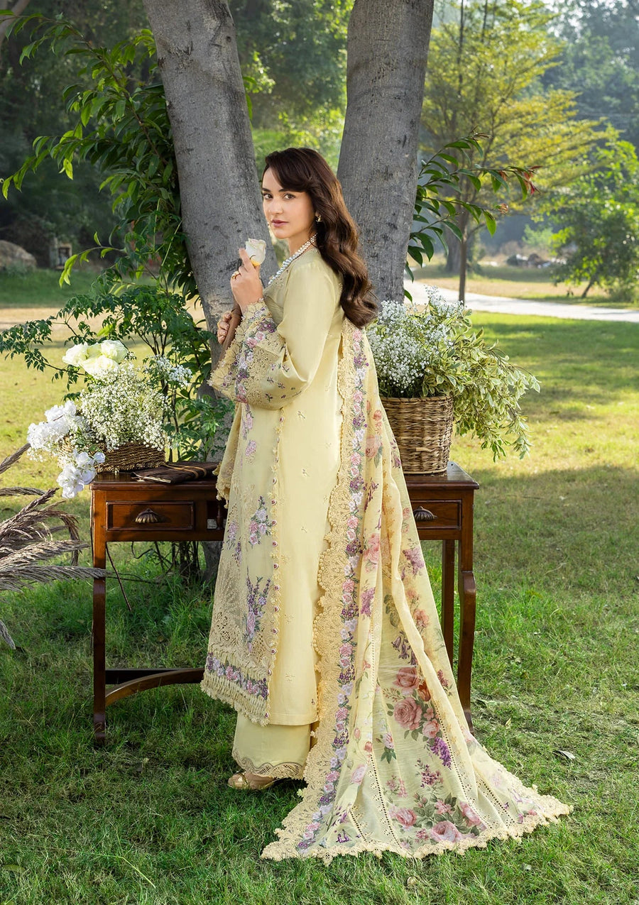 Elaf Premium Embroidered Luxury Lawn Unstitched 3Pc Suit ELY-05 SOUCI