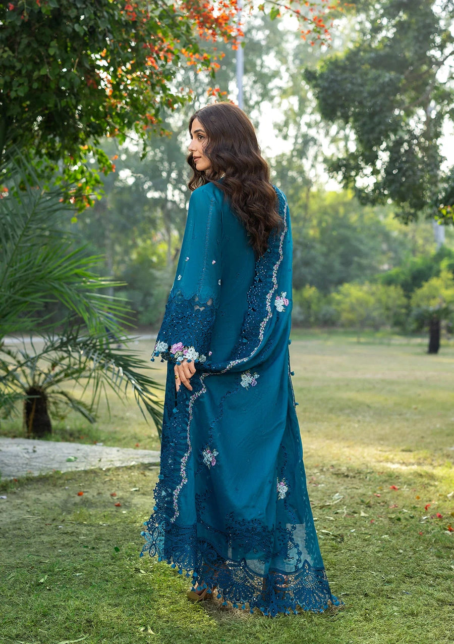 Elaf Premium Embroidered Luxury Lawn Unstitched 3Pc Suit ELY-06 SAPPHIRE