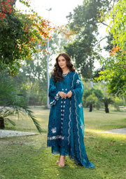 Elaf Premium Embroidered Luxury Lawn Unstitched 3Pc Suit ELY-06 SAPPHIRE