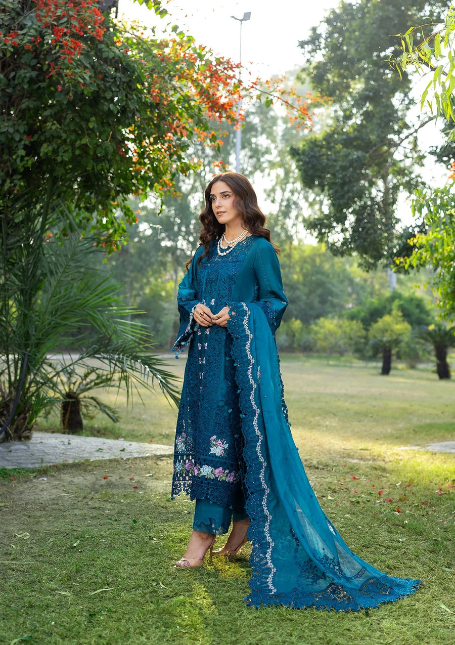 Elaf Premium Embroidered Luxury Lawn Unstitched 3Pc Suit ELY-06 SAPPHIRE