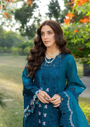 Elaf Premium Embroidered Luxury Lawn Unstitched 3Pc Suit ELY-06 SAPPHIRE