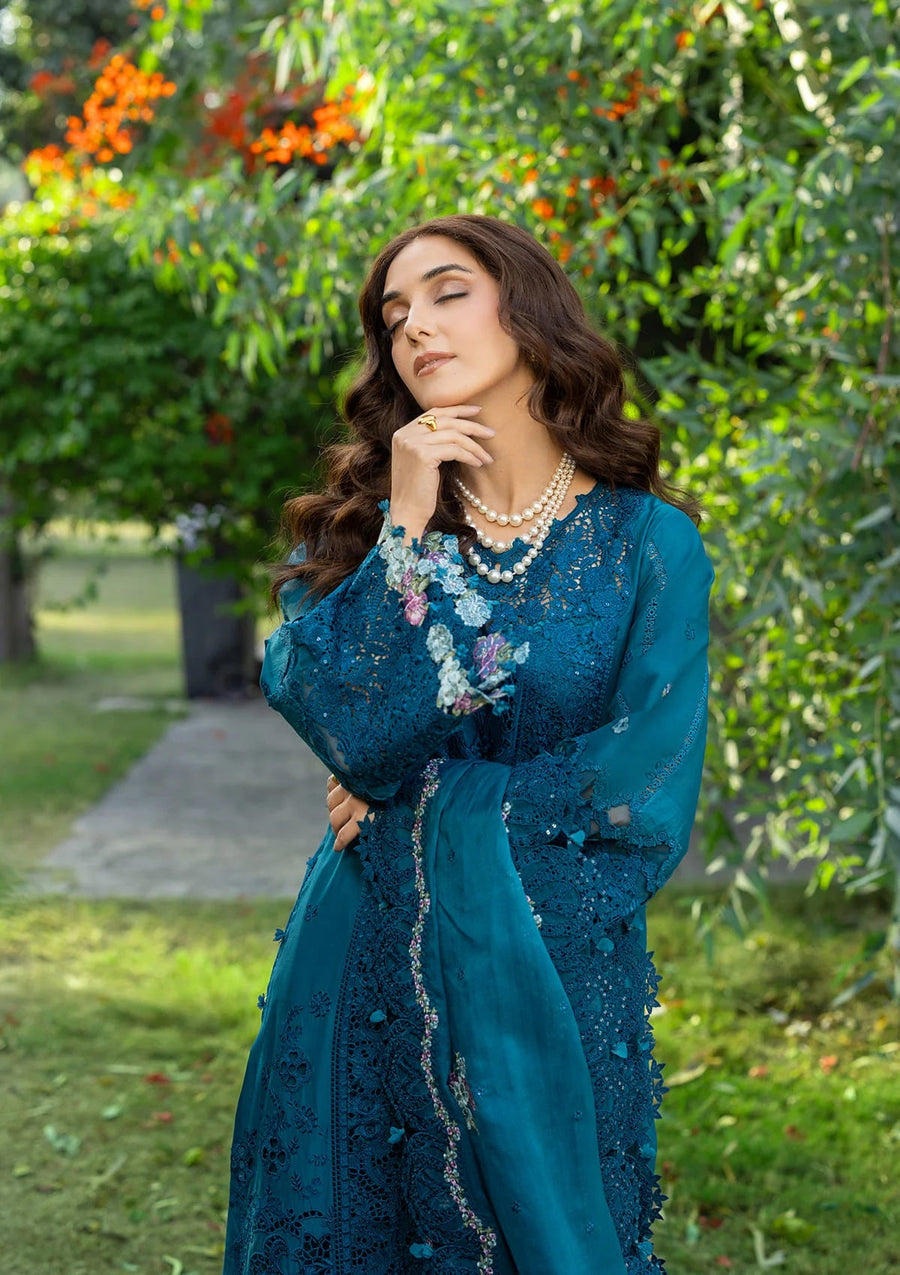 Elaf Premium Embroidered Luxury Lawn Unstitched 3Pc Suit ELY-06 SAPPHIRE