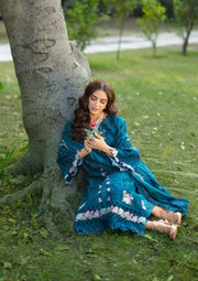 Elaf Premium Embroidered Luxury Lawn Unstitched 3Pc Suit ELY-06 SAPPHIRE