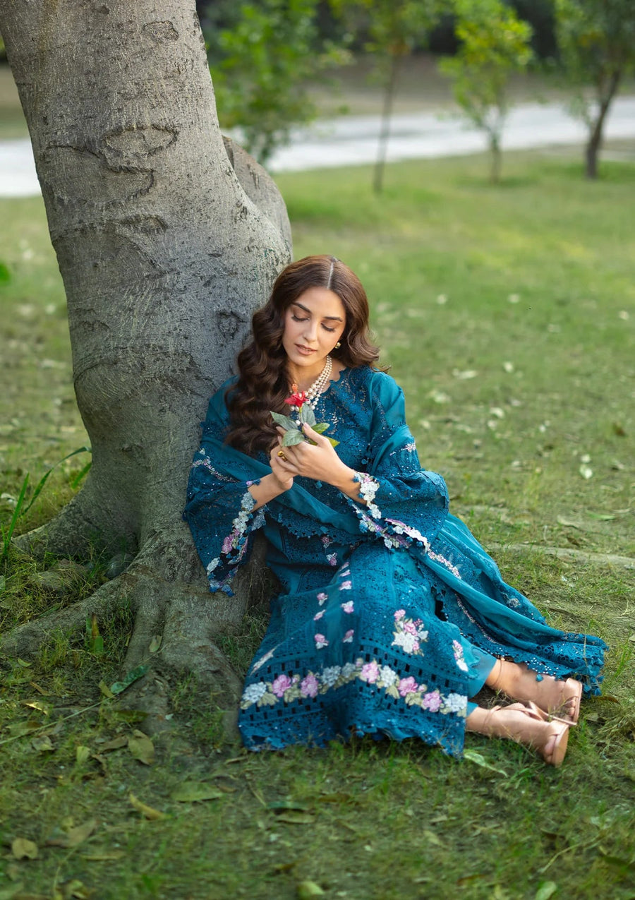 Elaf Premium Embroidered Luxury Lawn Unstitched 3Pc Suit ELY-06 SAPPHIRE