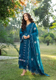 Elaf Premium Embroidered Luxury Lawn Unstitched 3Pc Suit ELY-06 SAPPHIRE