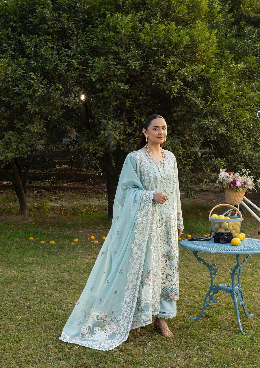 Elaf Premium Embroidered Luxury Lawn Unstitched 3Pc Suit ELY-07 MORNIG DRIZZLE
