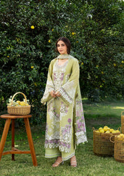 Elaf Premium Embroidered Luxury Lawn Unstitched 3Pc Suit ELY-08 PISTACHIA