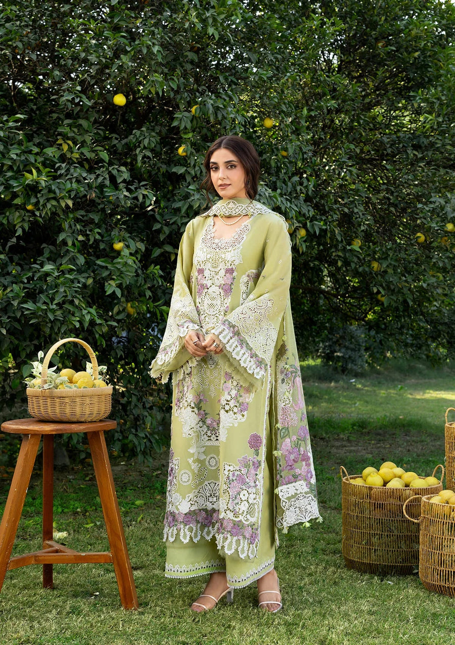 Elaf Premium Embroidered Luxury Lawn Unstitched 3Pc Suit ELY-08 PISTACHIA