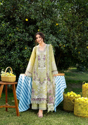 Elaf Premium Embroidered Luxury Lawn Unstitched 3Pc Suit ELY-08 PISTACHIA