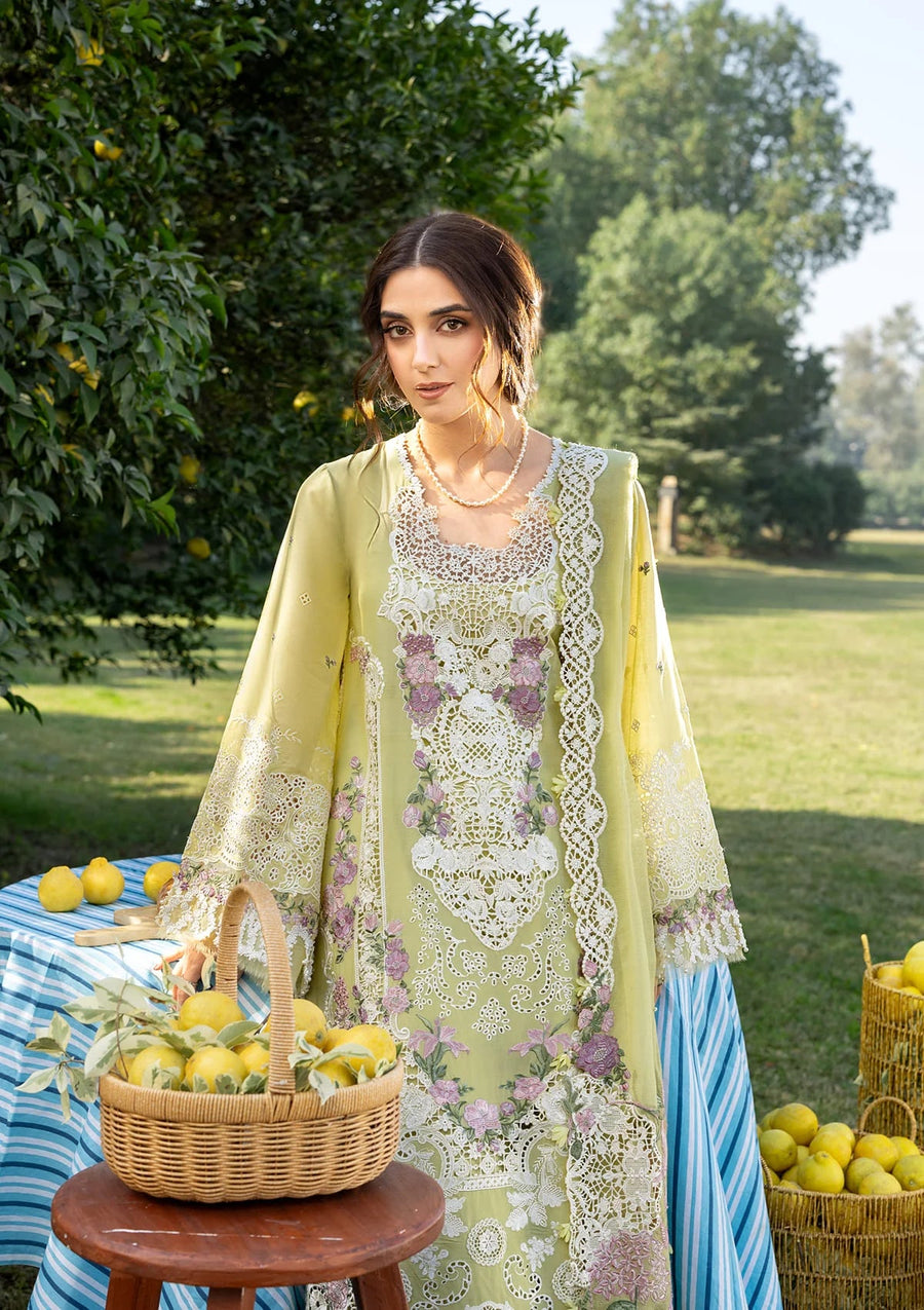 Elaf Premium Embroidered Luxury Lawn Unstitched 3Pc Suit ELY-08 PISTACHIA