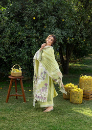 Elaf Premium Embroidered Luxury Lawn Unstitched 3Pc Suit ELY-08 PISTACHIA