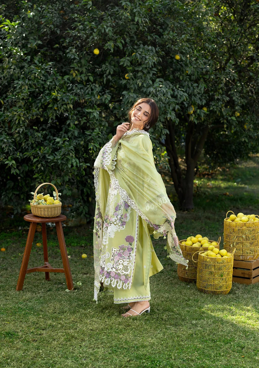 Elaf Premium Embroidered Luxury Lawn Unstitched 3Pc Suit ELY-08 PISTACHIA