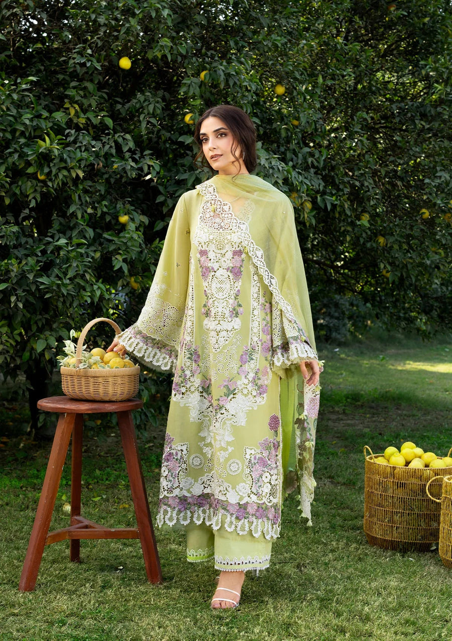 Elaf Premium Embroidered Luxury Lawn Unstitched 3Pc Suit ELY-08 PISTACHIA