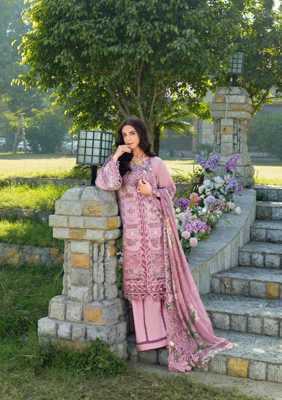 Elaf Premium Embroidered Luxury Lawn Unstitched 3Pc Suit ELY-09 ROSEE