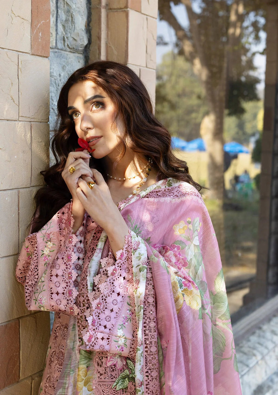 Elaf Premium Embroidered Luxury Lawn Unstitched 3Pc Suit ELY-09 ROSEE