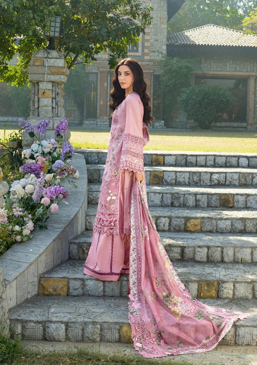 Elaf Premium Embroidered Luxury Lawn Unstitched 3Pc Suit ELY-09 ROSEE