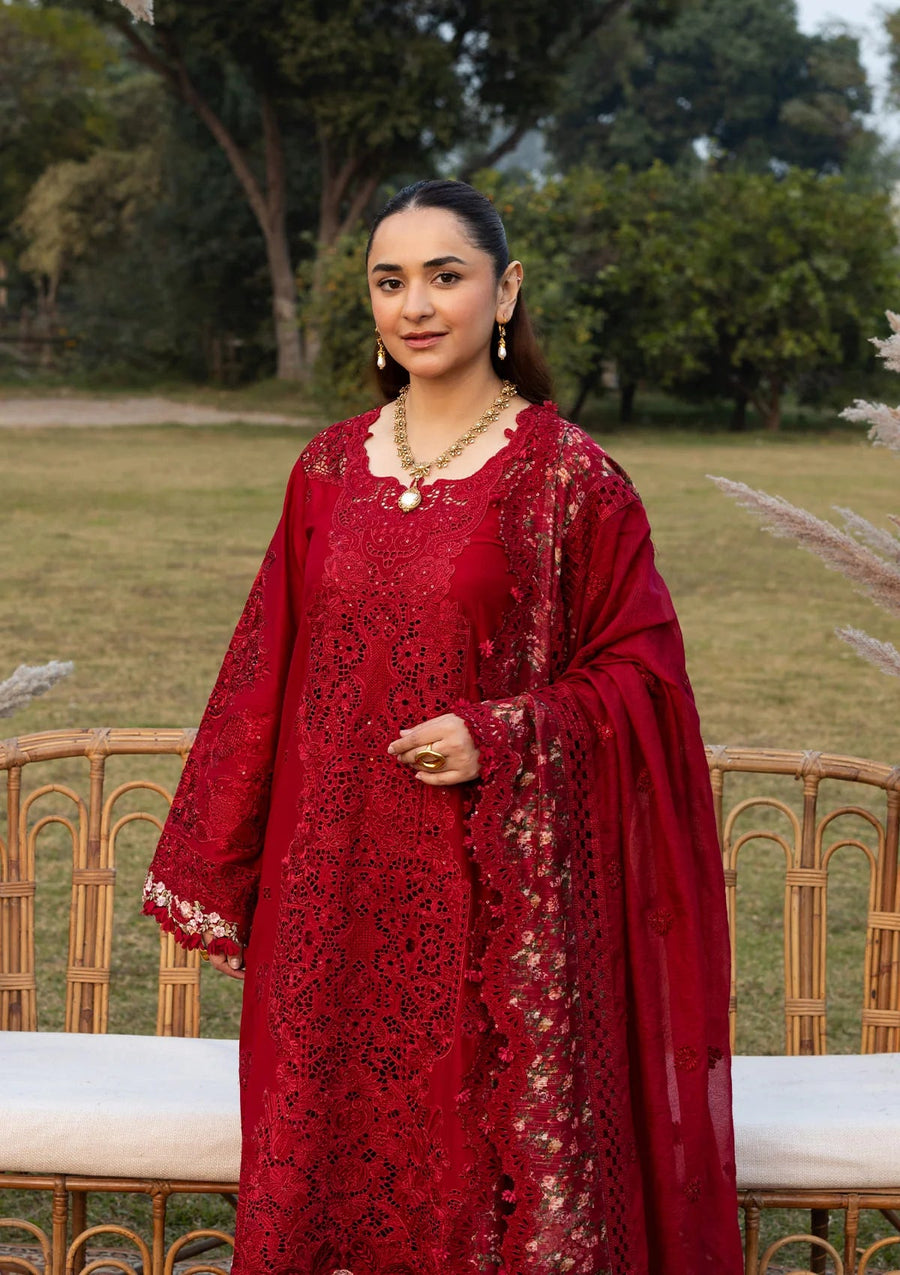 Elaf Premium Embroidered Luxury Lawn Unstitched 3Pc Suit ELY-10 CHERIE LADY