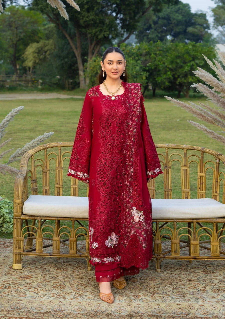 Elaf Premium Embroidered Luxury Lawn Unstitched 3Pc Suit ELY-10 CHERIE LADY
