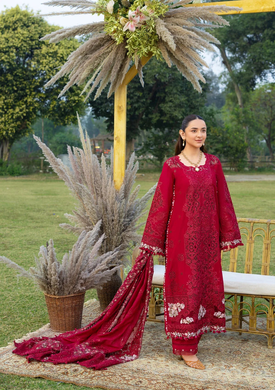Elaf Premium Embroidered Luxury Lawn Unstitched 3Pc Suit ELY-10 CHERIE LADY