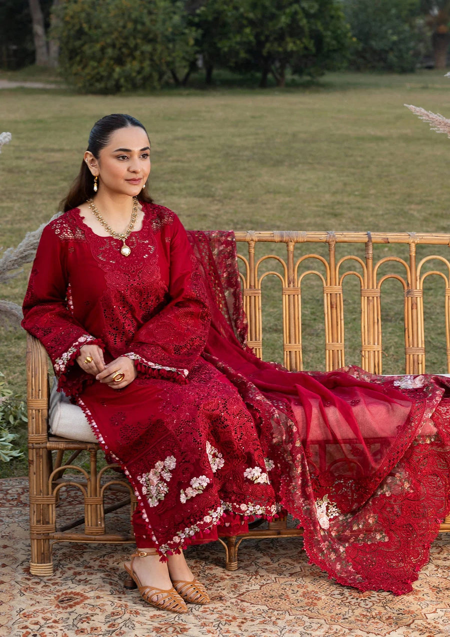 Elaf Premium Embroidered Luxury Lawn Unstitched 3Pc Suit ELY-10 CHERIE LADY