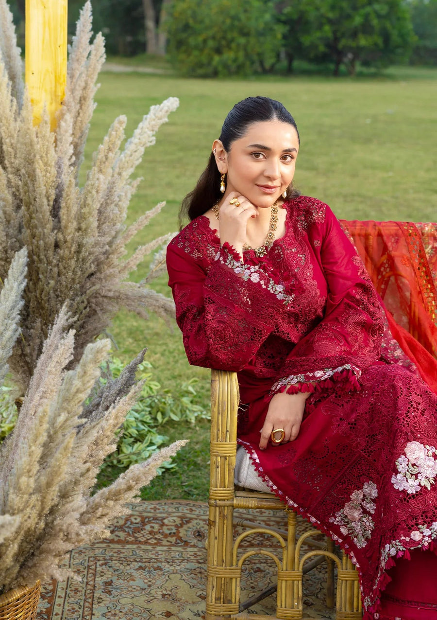 Elaf Premium Embroidered Luxury Lawn Unstitched 3Pc Suit ELY-10 CHERIE LADY