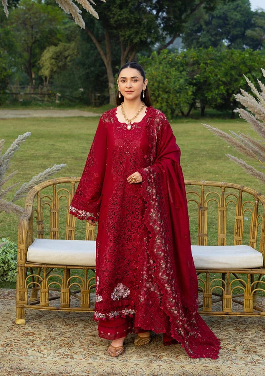Elaf Premium Embroidered Luxury Lawn Unstitched 3Pc Suit ELY-10 CHERIE LADY