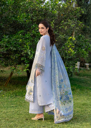 Elaf Premium Embroidered Luxury Lawn Unstitched 3Pc Suit ELY-12 SKY BLISS