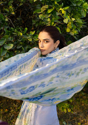 Elaf Premium Embroidered Luxury Lawn Unstitched 3Pc Suit ELY-12 SKY BLISS
