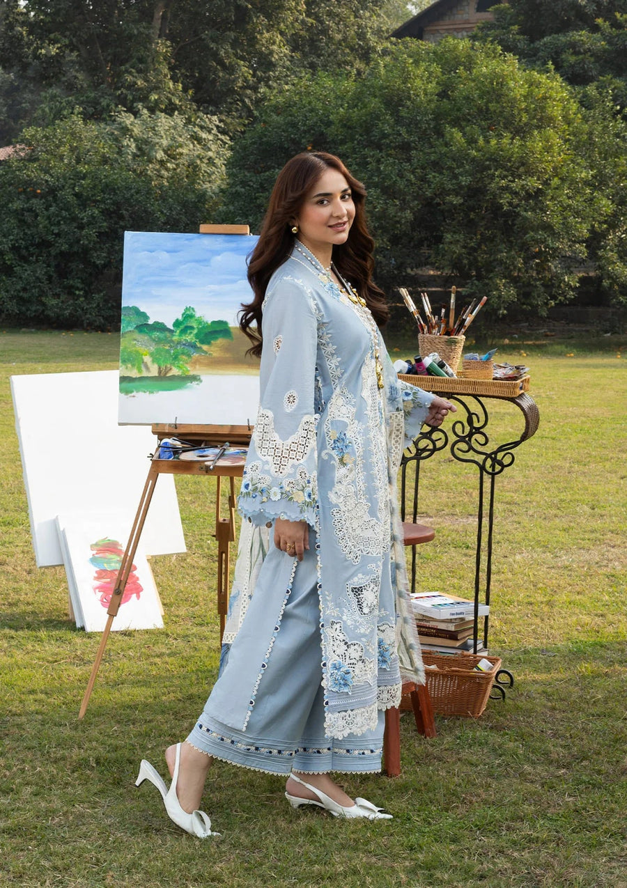 Elaf Premium Embroidered Luxury Lawn Unstitched 3Pc Suit ELY-01B SERENITY