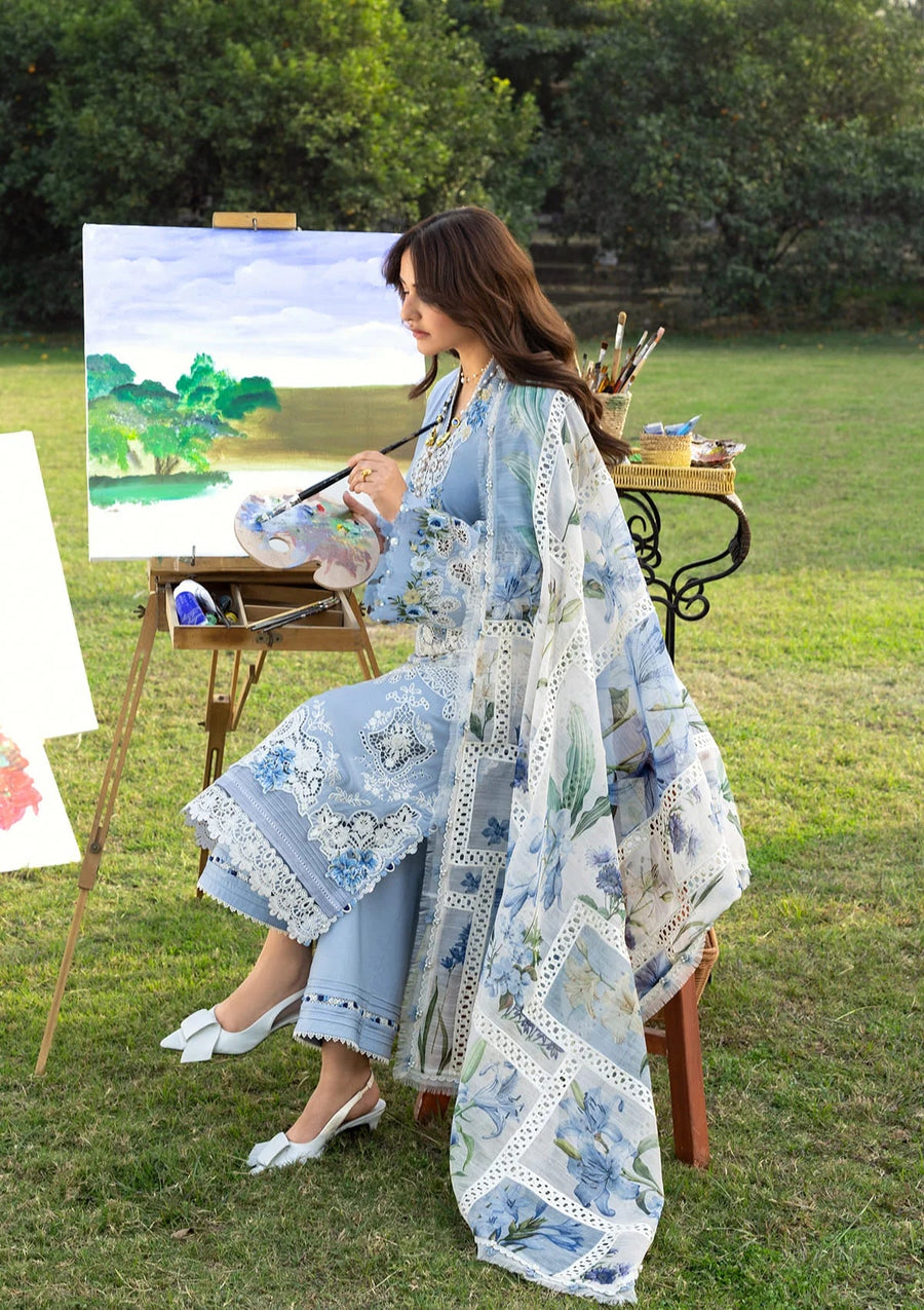 Elaf Premium Embroidered Luxury Lawn Unstitched 3Pc Suit ELY-01B SERENITY