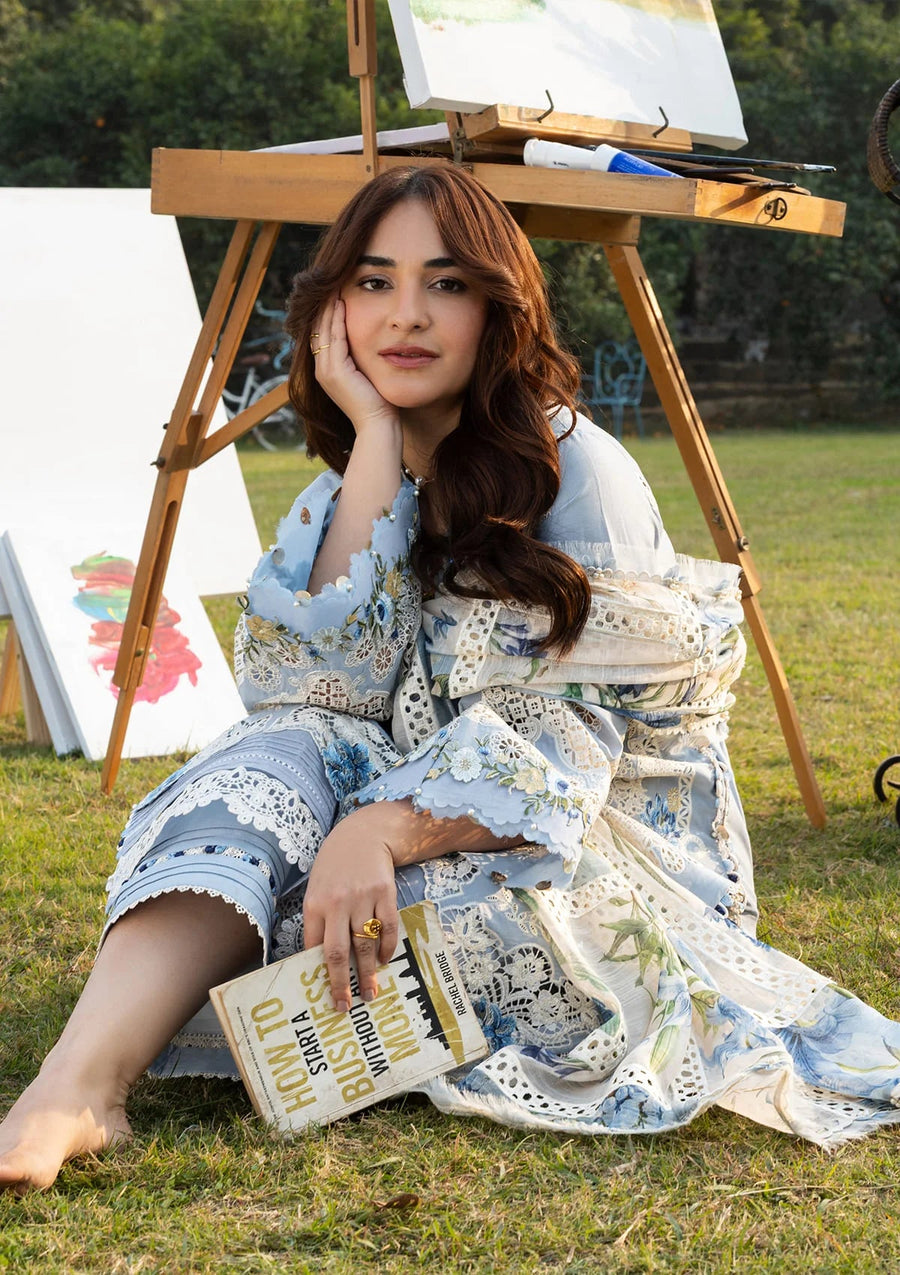 Elaf Premium Embroidered Luxury Lawn Unstitched 3Pc Suit ELY-01B SERENITY