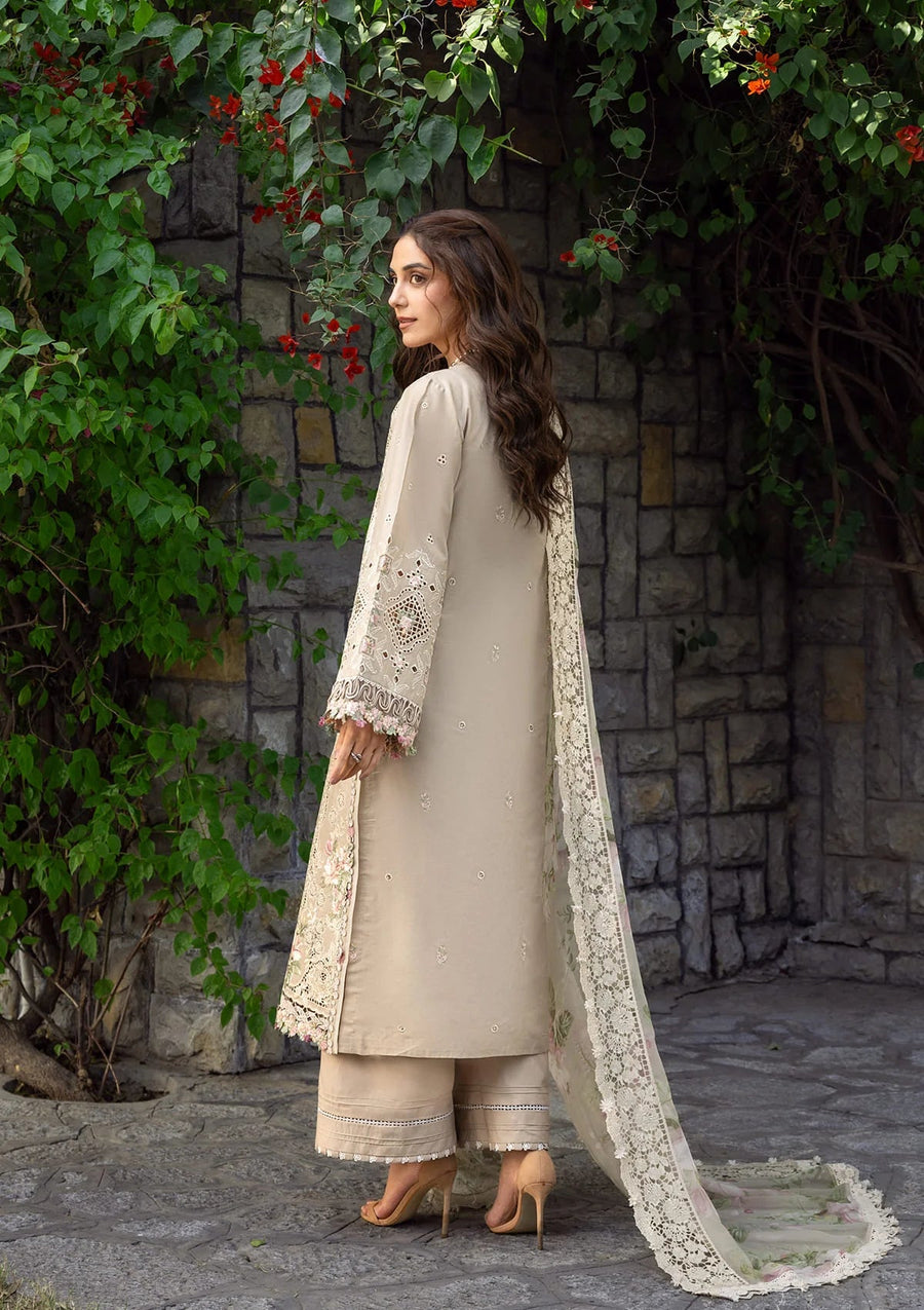Elaf Premium Embroidered Luxury Lawn Unstitched 3Pc Suit ELY-02A CAMELLIA