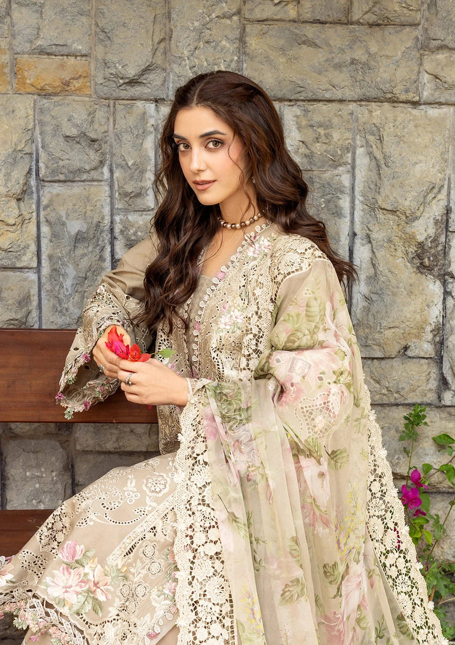 Elaf Premium Embroidered Luxury Lawn Unstitched 3Pc Suit ELY-02A CAMELLIA