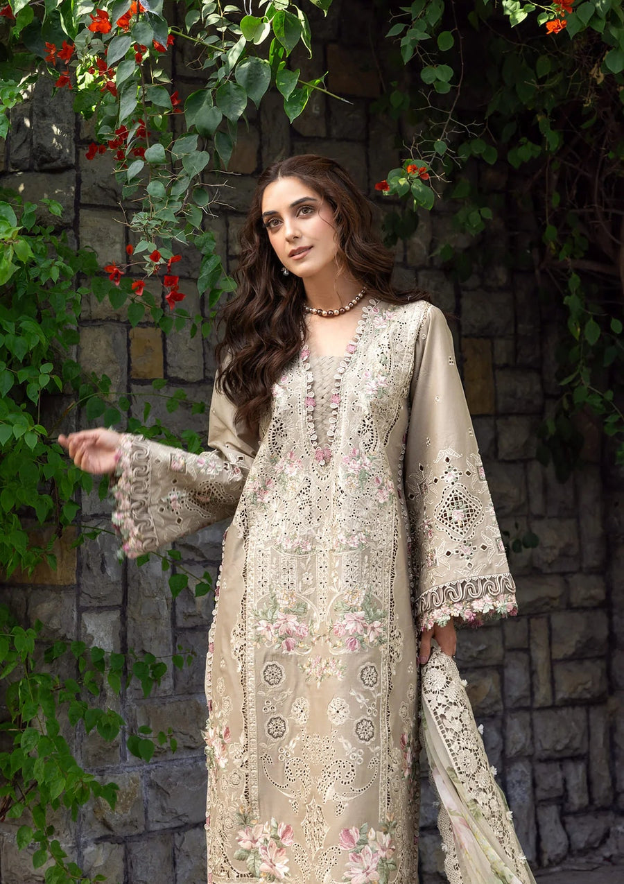 Elaf Premium Embroidered Luxury Lawn Unstitched 3Pc Suit ELY-02A CAMELLIA