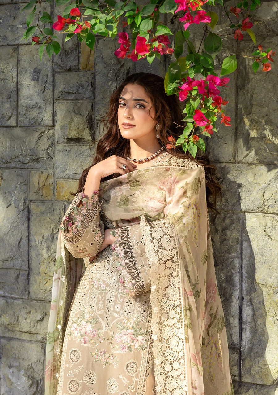 Elaf Premium Embroidered Luxury Lawn Unstitched 3Pc Suit ELY-02A CAMELLIA