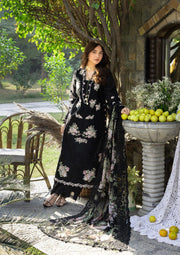 Elaf Premium Embroidered Luxury Lawn Unstitched 3Pc Suit ELY-02B MIDNIGHT BLOSSOM