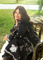 Elaf Premium Embroidered Luxury Lawn Unstitched 3Pc Suit ELY-02B MIDNIGHT BLOSSOM