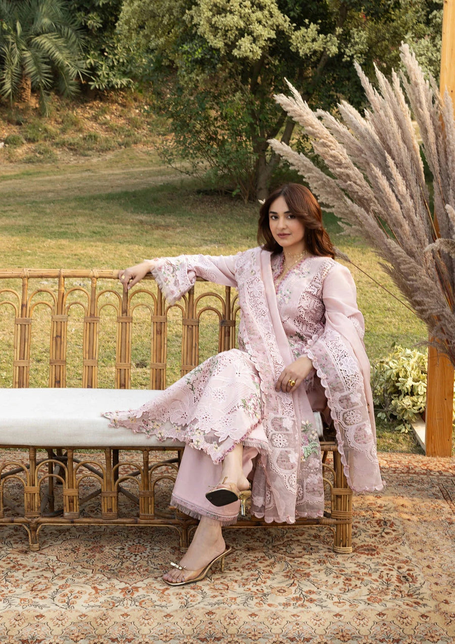 Elaf Premium Embroidered Luxury Lawn Unstitched 3Pc Suit ELY-04A BLOOMING