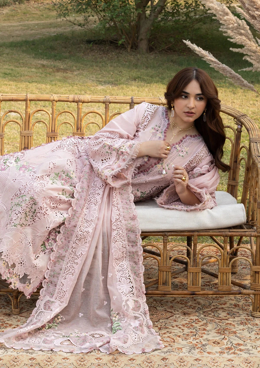 Elaf Premium Embroidered Luxury Lawn Unstitched 3Pc Suit ELY-04A BLOOMING
